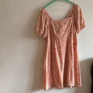 Elegant Peach Floral Mini Dress